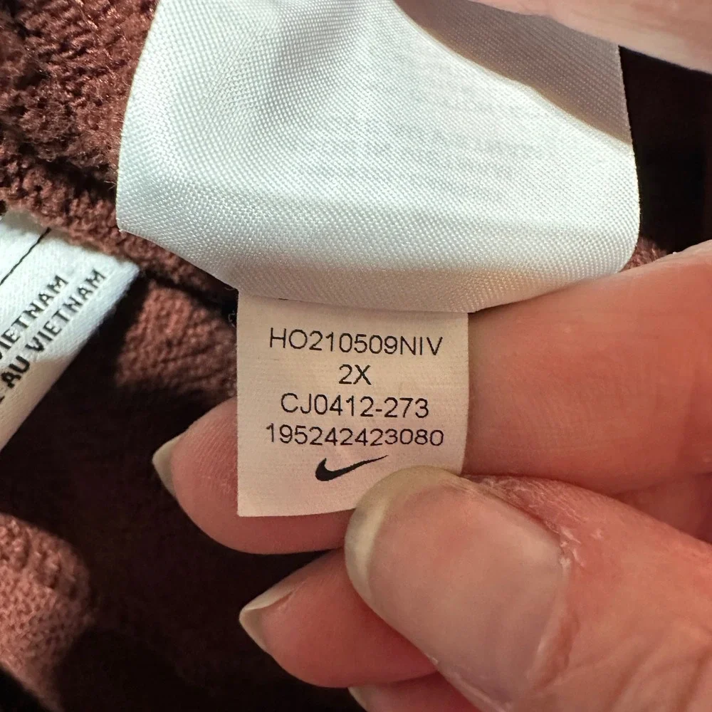 Nike Women's 2X Club‎ Fleece Jogger Sweatpants Brown Cotton Blend Logo Pants
